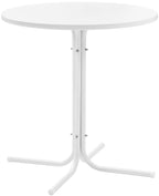 Crosley Furniture Griffith 3-Piece Outdoor Bistro Set, Retro Metal Patio Table and Chairs for Dining, Porch, Bright Red Gloss and White Satin