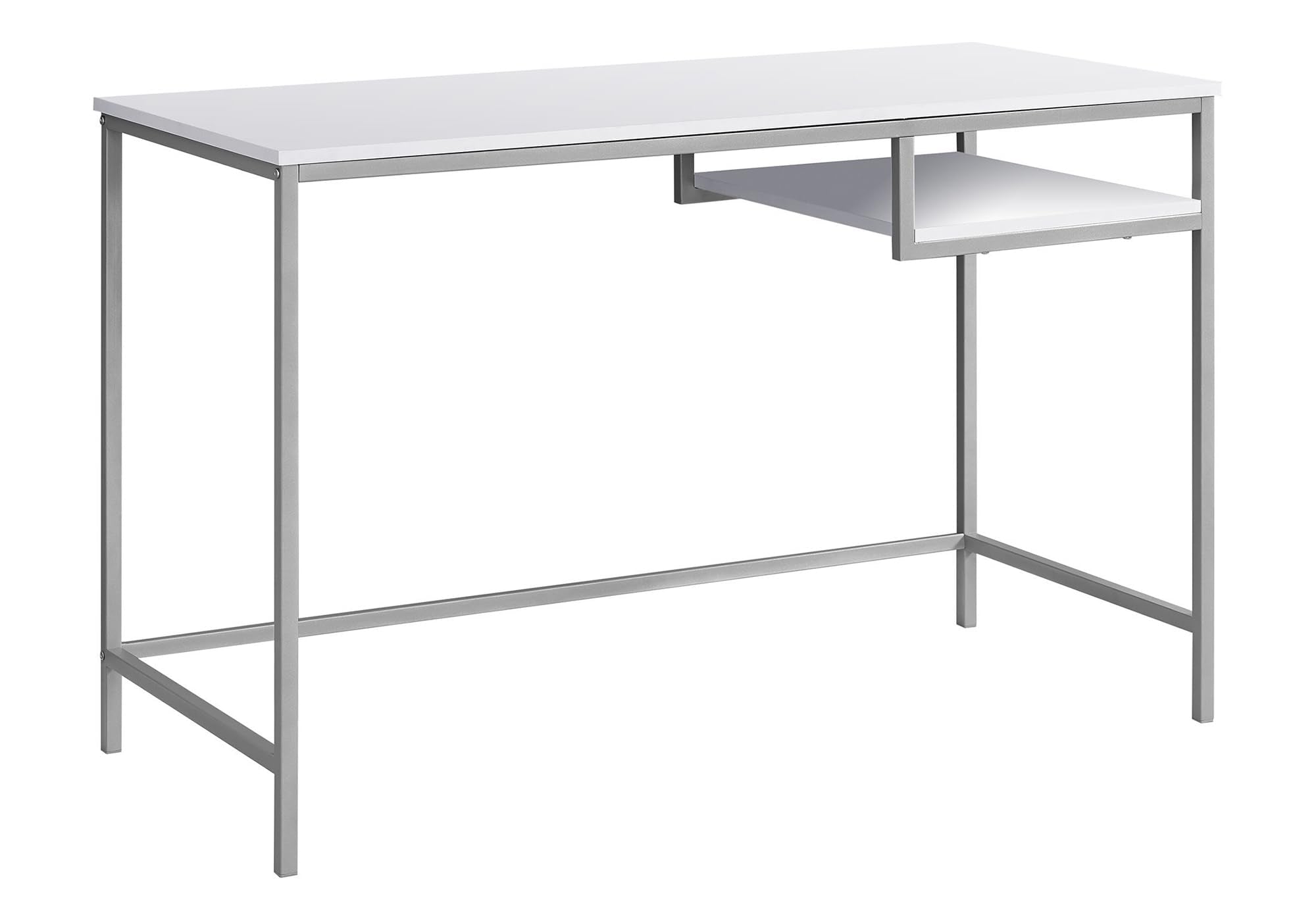 Monarch Specialties Contemporary Laptop Table With Shelf Home & Office Computer Desk-Metal Legs, 48&quot; L, White