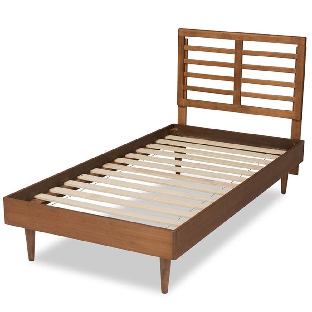 Baxton Studio Delia Mid-Century Modern Walnut Brown Finished Wood Twin Size Platform Bed