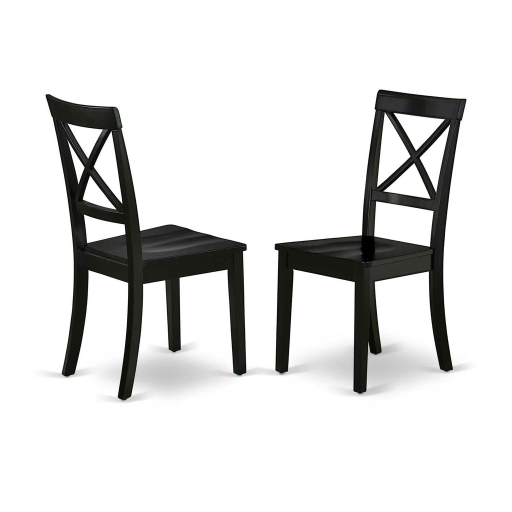 East West Furniture Ambo5-Bch-W 5 Piece Kitchen Table Set For 4 Includes A Round Dining Room Table With Pedestal And 4 Solid Wood Seat Chairs, 36X36 Inch, Black & Cherry