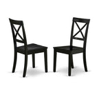 East West Furniture Ambo5-Bch-W 5 Piece Kitchen Table Set For 4 Includes A Round Dining Room Table With Pedestal And 4 Solid Wood Seat Chairs, 36X36 Inch, Black & Cherry