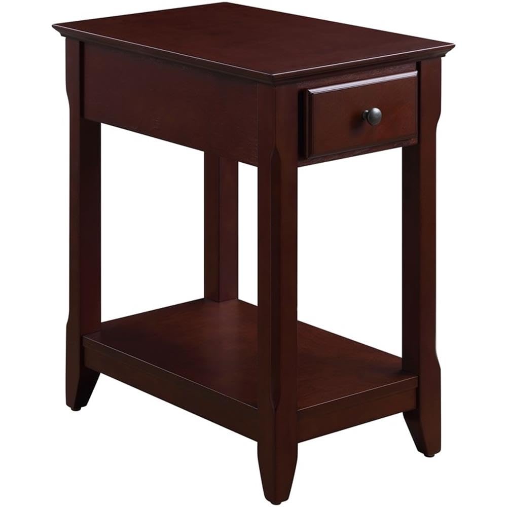 Acme Bertie Wooden Accent Table With Storage Drawer And 1 Tier Shelf In Espresso