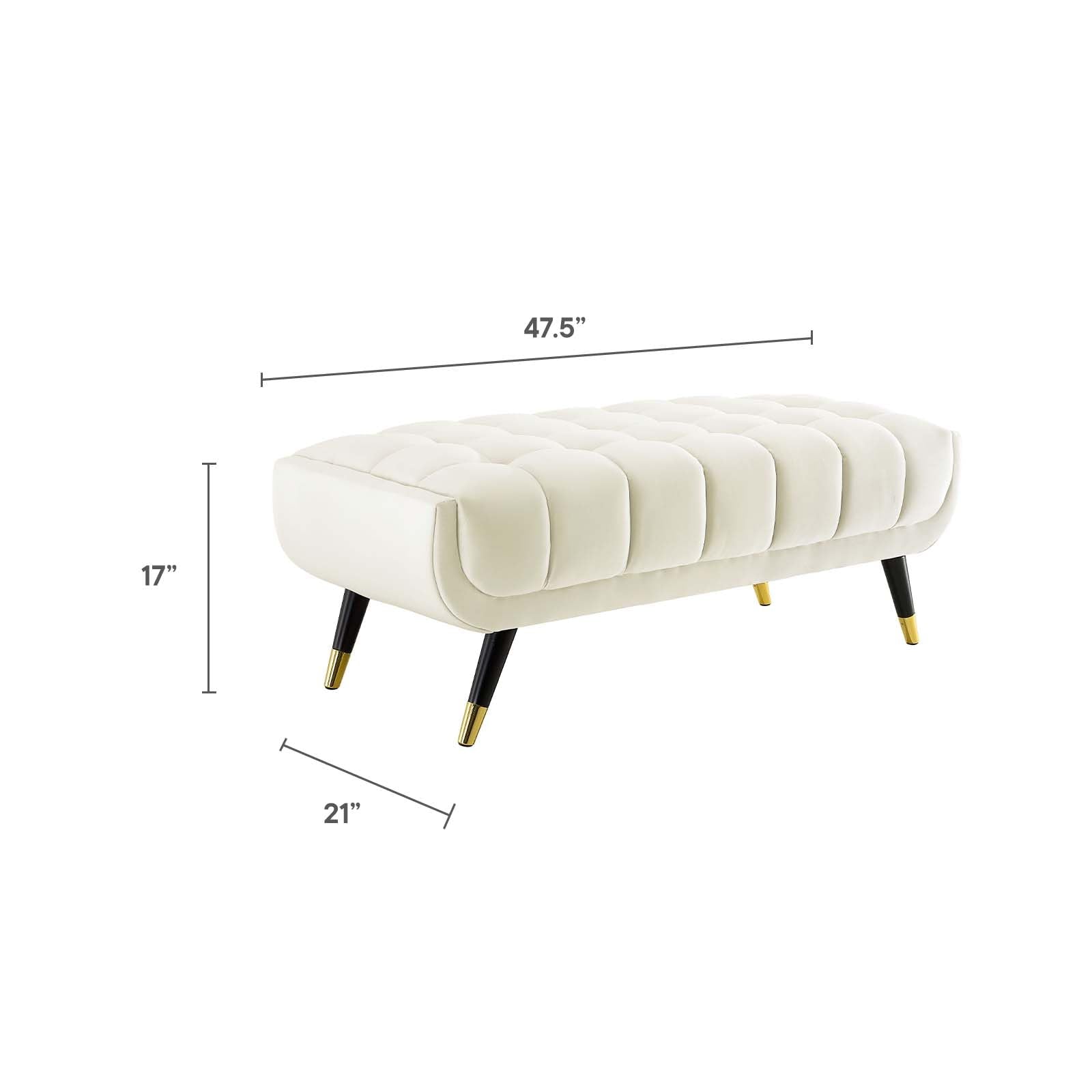 Modway Adept 47.5&quot; Performance Velvet Bench In Ivory