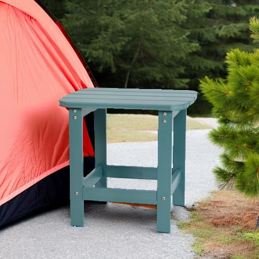 Flash Furniture Charlestown Tiered Commercial Poly Resin Adirondack Side Table - Teal - All-Weather - Indoor/Outdoor
