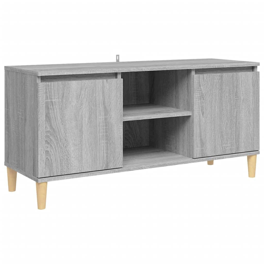 vidaXL TV Cabinet with Solid Wood Legs Gray Sonoma 40.7&quot;x13.8&quot;x19.7&quot;