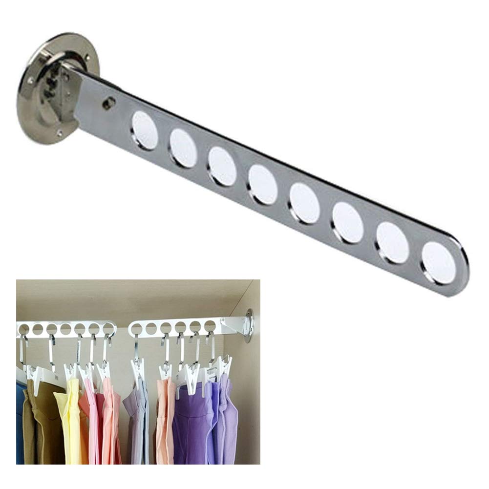 dingchi Folding Wall Mounted Clothes Hanger Rack Clothes Hook Stainless Steel with Swing Arm Holder Clothing Hanging System Clos