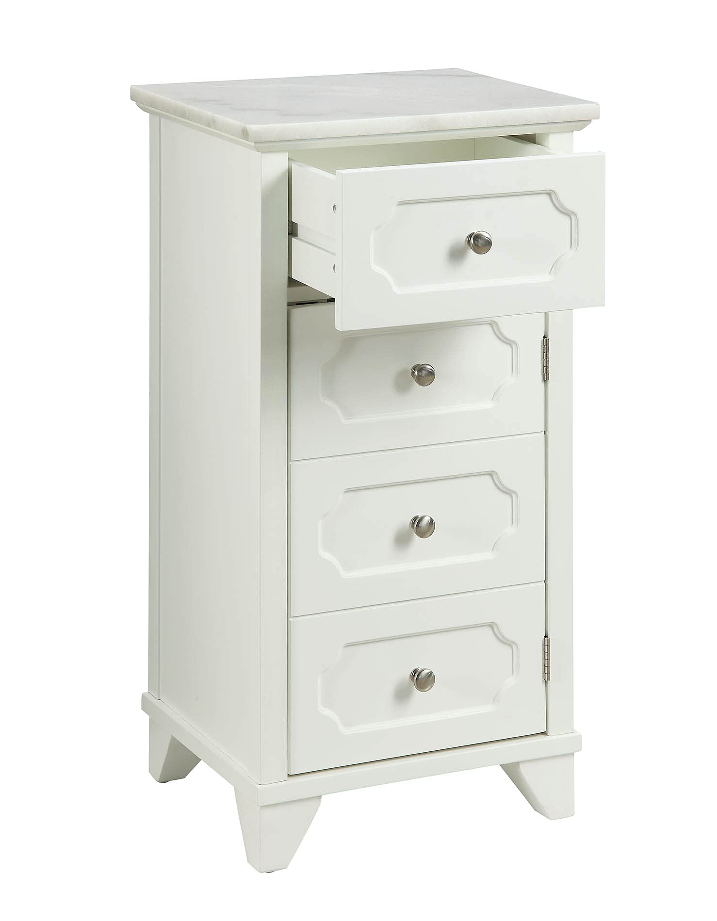 HomeRoots MDF, Marble(Degree:B) 16&quot; X 13&quot; X 30&quot; White Stunning Cabinet