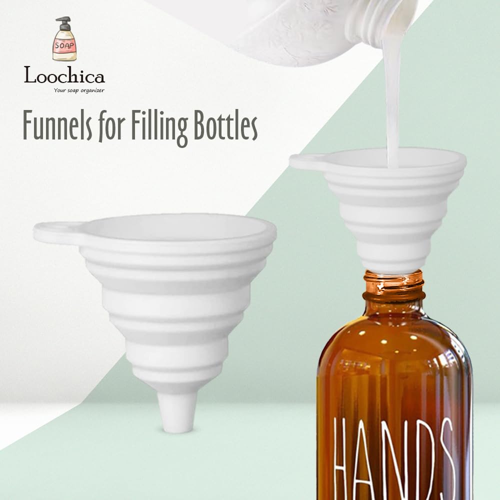 Loochica 2 Pack Amber Glass Soap Dispenser With Plastic Pump, Brown Dish And Hand Soap Dispenser Set, Refillable Reusable Apothe