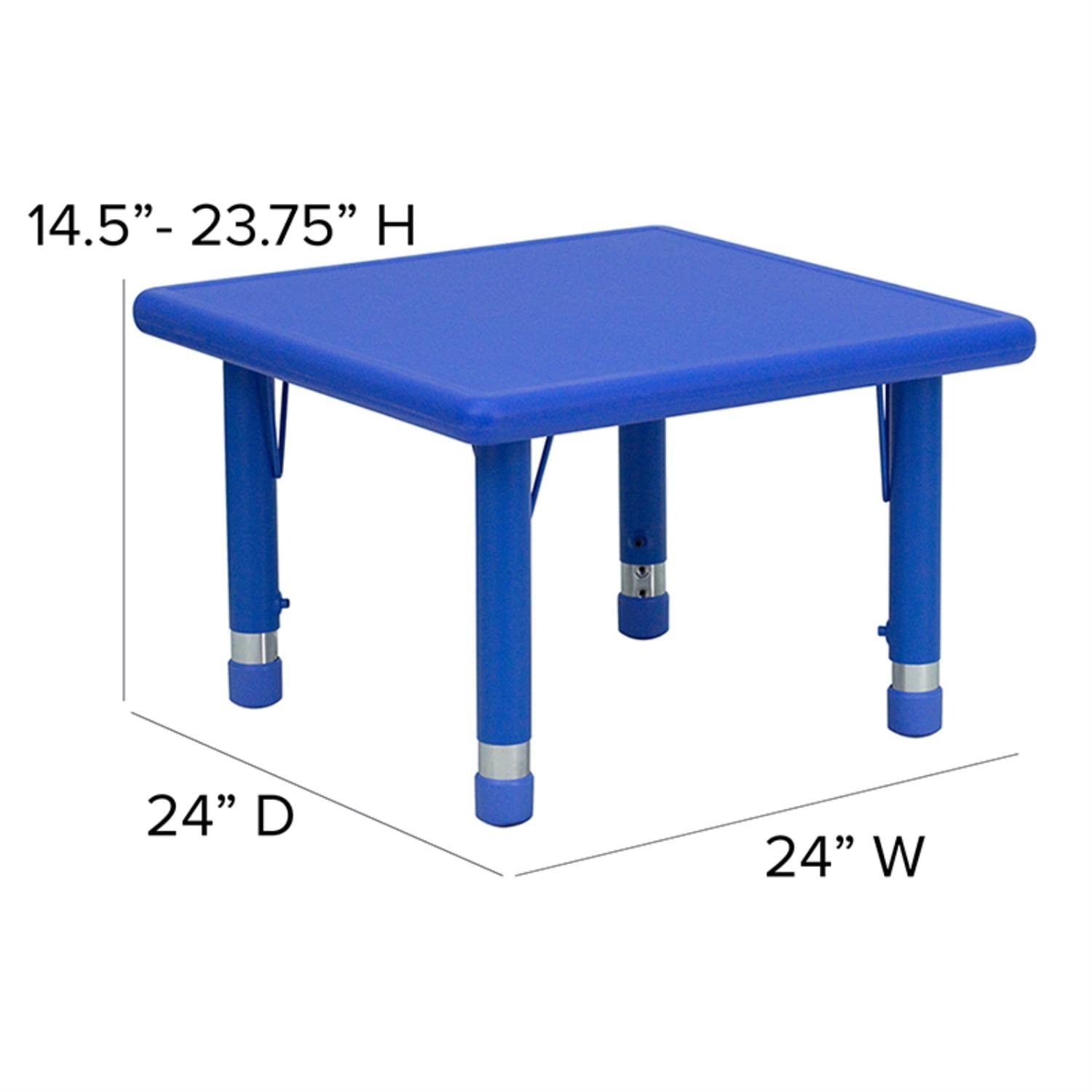 Flash Furniture Wren 24'' Square Blue Plastic Height Adjustable Activity Table