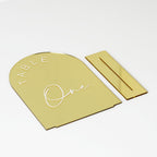 Gold Mirror Arched Wedding Table Numbers With Stands 1-10, 5X7 Inch Acrylic Arch Sign With Holder, Table Number 1-10, 5''X7'')