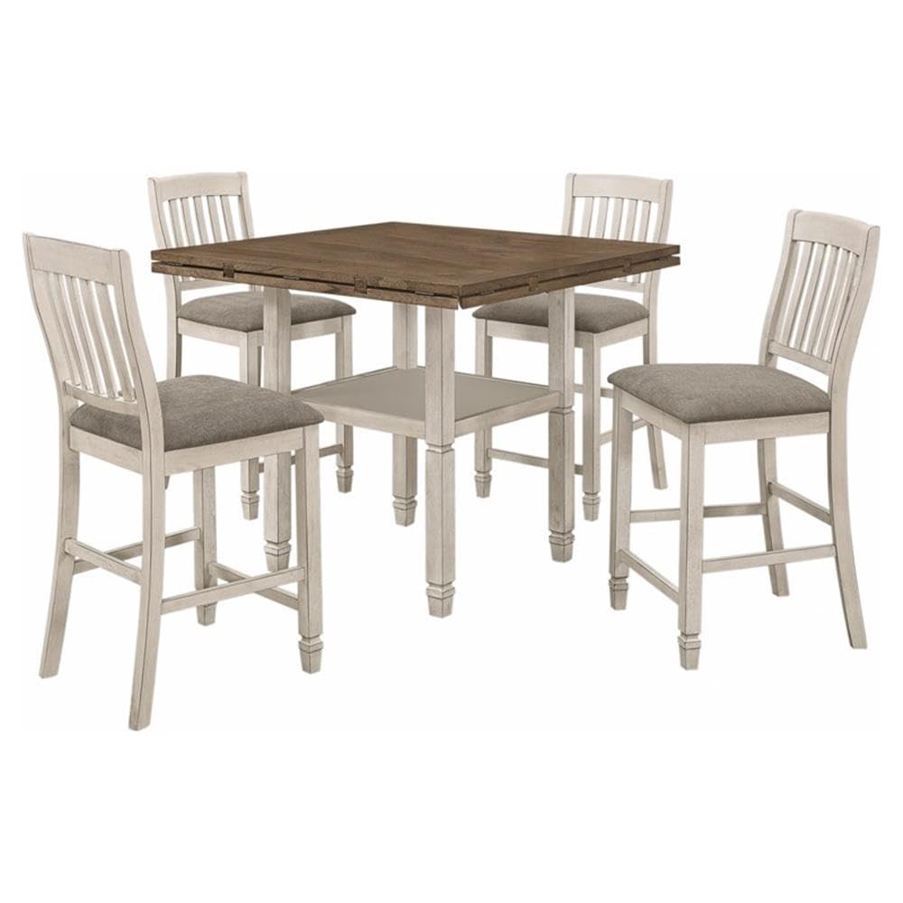 Coaster Furniture Sarasota 5-Piece Round Dining Nutmeg Counter Height Set Table Rustic Cream and Fossil 192818-S5