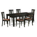 East West Furniture LGAV7-BLK-LC 7 Piece Kitchen Table & Chairs Set Consist of a Rectangle Wooden Table with Butterfly Leaf and 6 Faux Leather Dining Chairs, 42x84 Inch, Black