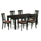 East West Furniture LGAV7-BLK-LC 7 Piece Kitchen Table & Chairs Set Consist of a Rectangle Wooden Table with Butterfly Leaf and 6 Faux Leather Dining Chairs, 42x84 Inch, Black