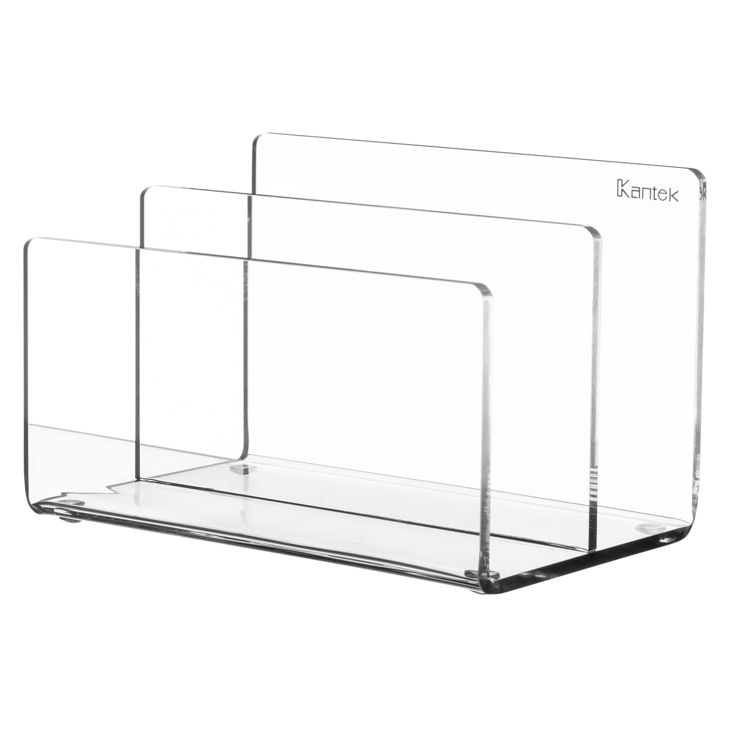 Kantek Clear Acrylic Mini File Sorter, 2 Section File Holder, 6' X 3.8' X 3.9', Desk Organizer, Non-Skid Feet, Desk Accessory