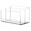 Kantek Clear Acrylic Mini File Sorter, 2 Section File Holder, 6' X 3.8' X 3.9', Desk Organizer, Non-Skid Feet, Desk Accessory
