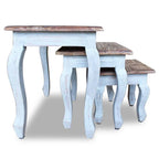 vidaXL Handcrafted Nesting Tables 3-Piece Set, Solid Reclaimed Wood - Antique Style Rectangular Side Tables for Living Room, Brown