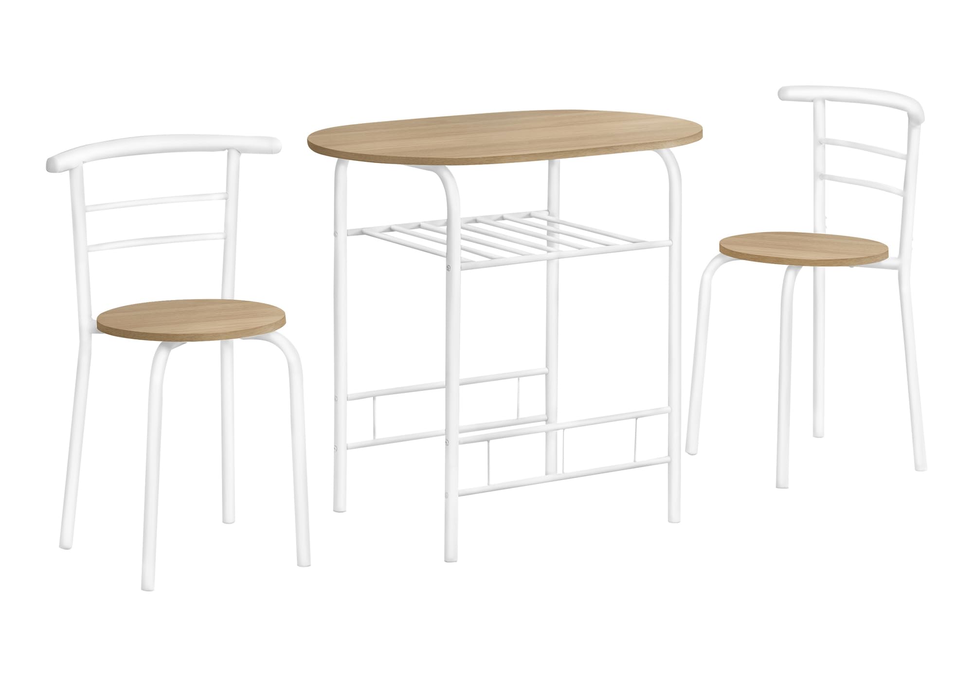 Monarch Specialties 1209 Dining Table, 3Pcs Set, Small, 32&Quot; L, Kitchen, Metal, Laminate, Natural, White, Contemporary, Modern Set-3Pcs Top, 31.5&Quot; L X 20.75&Quot; W X 29.25&Quot; H