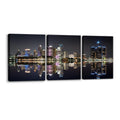 3 Pieces Panoramic Detroit Cityscape Picture Black and White Michigan Night Skyline Canvas Art Prints Wall Decoration for Bedroo