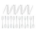 Party Essentials Plastic Party Buffet Serving Utensils Kit, Spoons/Forks/Tong, 20-Piece, White