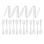 Party Essentials Plastic Party Buffet Serving Utensils Kit, Spoons/Forks/Tong, 20-Piece, White
