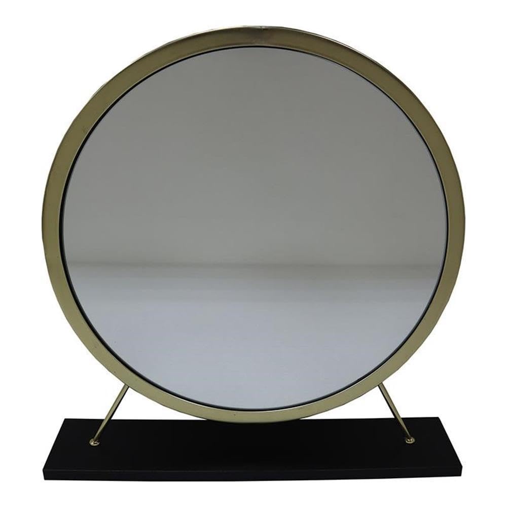 Acme Adao Metal Vanity Mirror and Stool in Black and Brass