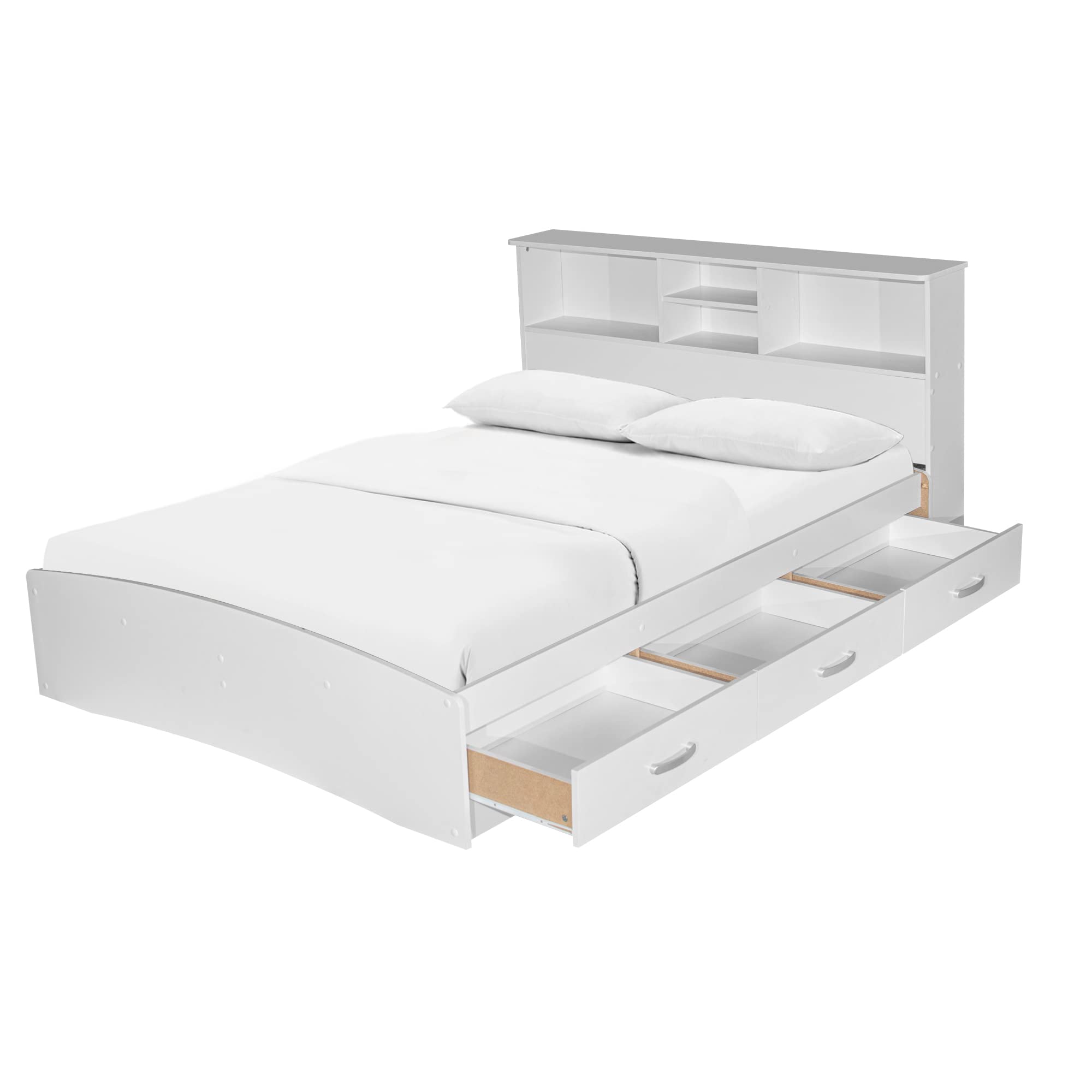 Better Home Products California Wooden Queen Captains Bed in White