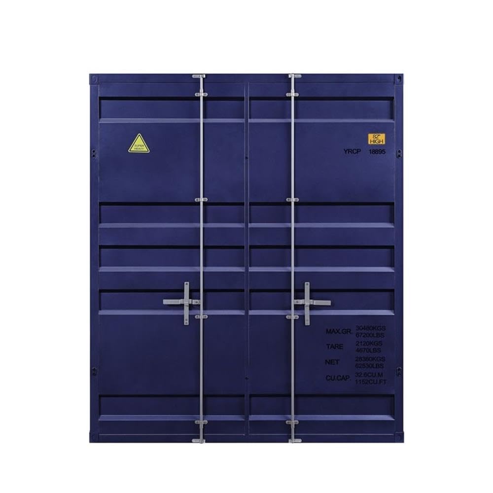 Acme Cargo Full Over Full Bunk Bed With Built-In Ladder In Blue Metal