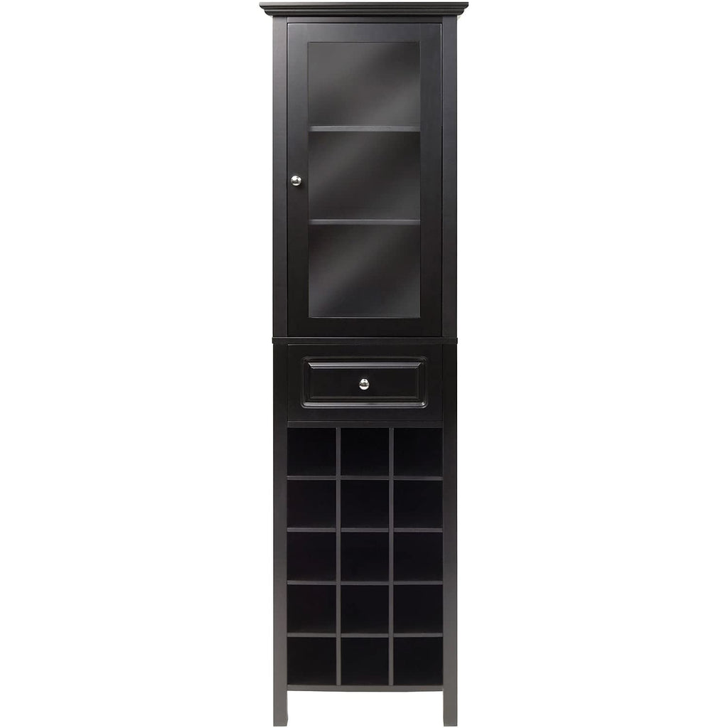 Winsome Burgundy 66.85 x 18.11 x 12.99-Inch Wood 15-Bottle Wine Cabinet, Black (20667)