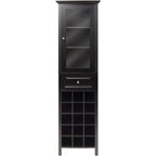 Winsome Burgundy 66.85 x 18.11 x 12.99-Inch Wood 15-Bottle Wine Cabinet, Black (20667)
