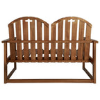 vidaXL Wooden Patio Bench, 43.3" Solid Acacia Wood, Outdoor Two-Seater Bench with Armrests and Backrest, Brown