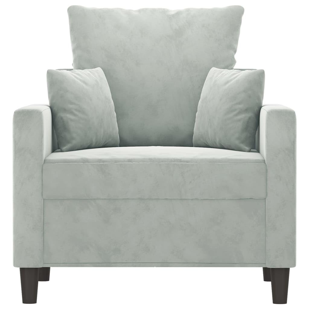 vidaXL Velvet Sofa Chair in Light Gray - Modern Styling with Comfortable Padding and Durable Metal Frame