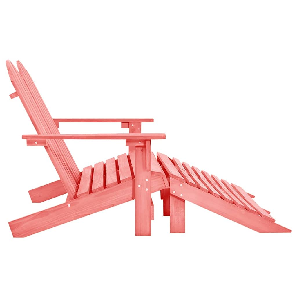 vidaXL 2-Seater Patio Adirondack Chair and Ottoman Set in Solid Fir Wood, Pink, Weather-Resistant, Detachable Ottomans, Ideal for Garden, Patio and Deck