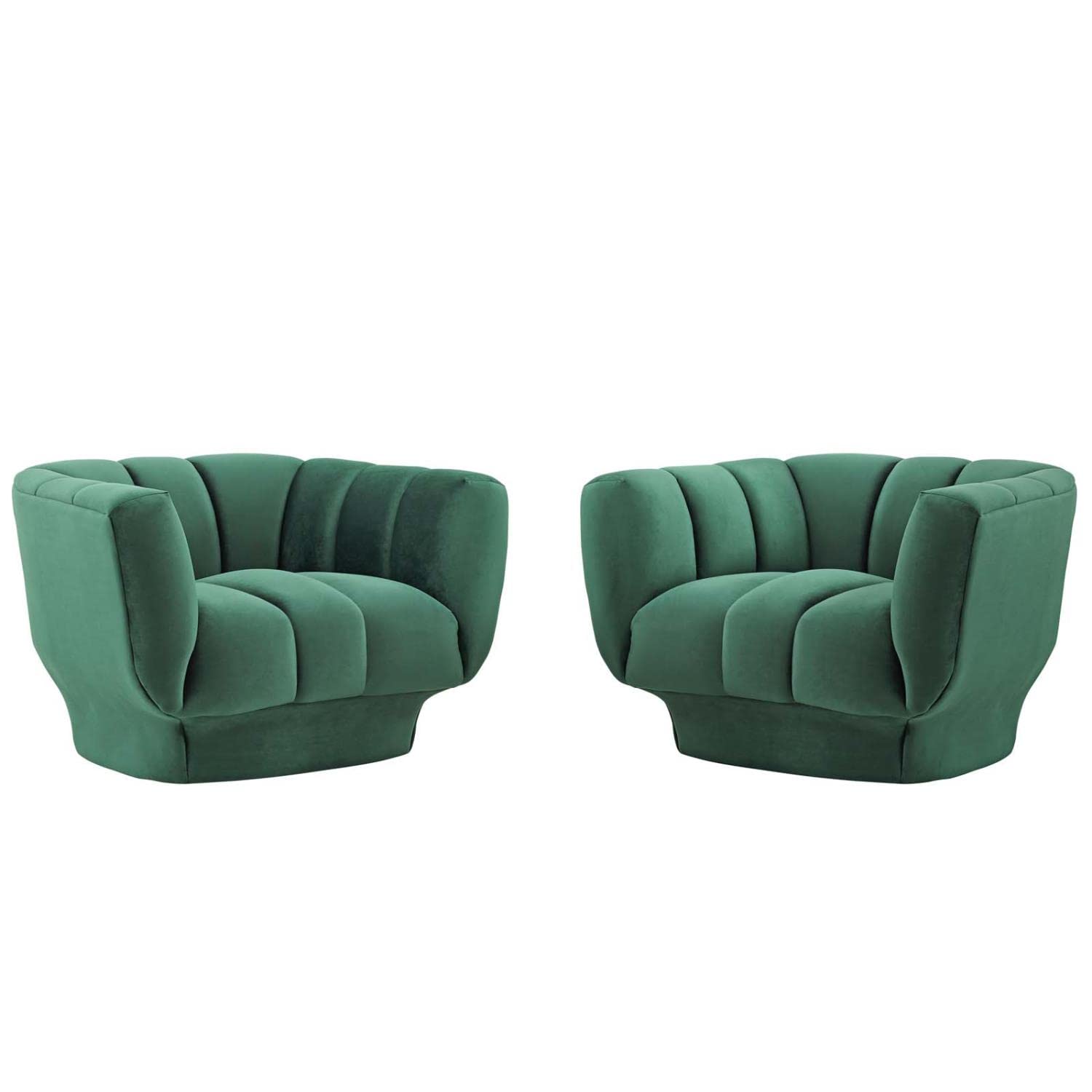 Modway Entertain Vertical Channel Tufted Performance Velvet Armchair Set Of 2, Green