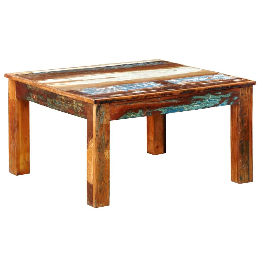 vidaXL Square Coffee Table - Reclaimed Solid Wood - Polished, Hand Painted - Antique Style - Farmhouse, Retro Decor