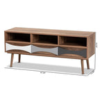 Baxton Studio Leane Modern and Contemporary Natural Brown Finished and Multi-Colored Wood 3-Drawer TV Stand