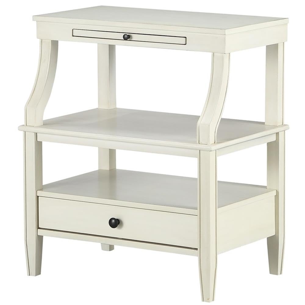 Comfort Pointe Newton Antique White Wood 1-Drawer Storage Nightstand