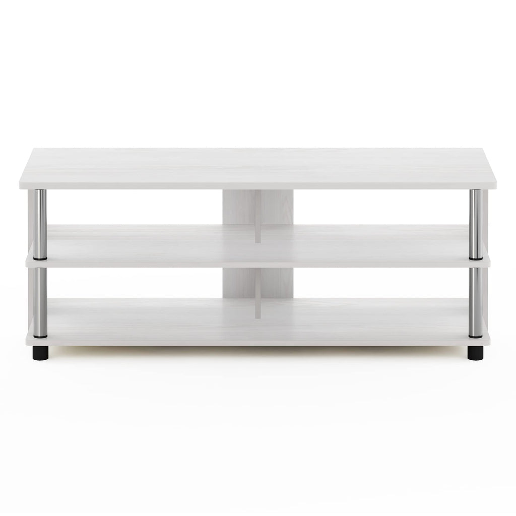 Furinno Sully 3-Tier Stand for TV up to 48 Inch, White Oak/Chrome