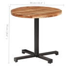 vidaXL Round Bistro Table, Versatile Solid Acacia Wood Table with Black Powder-Coated Iron Base, Perfect Dining Table for Indoors or Outdoors