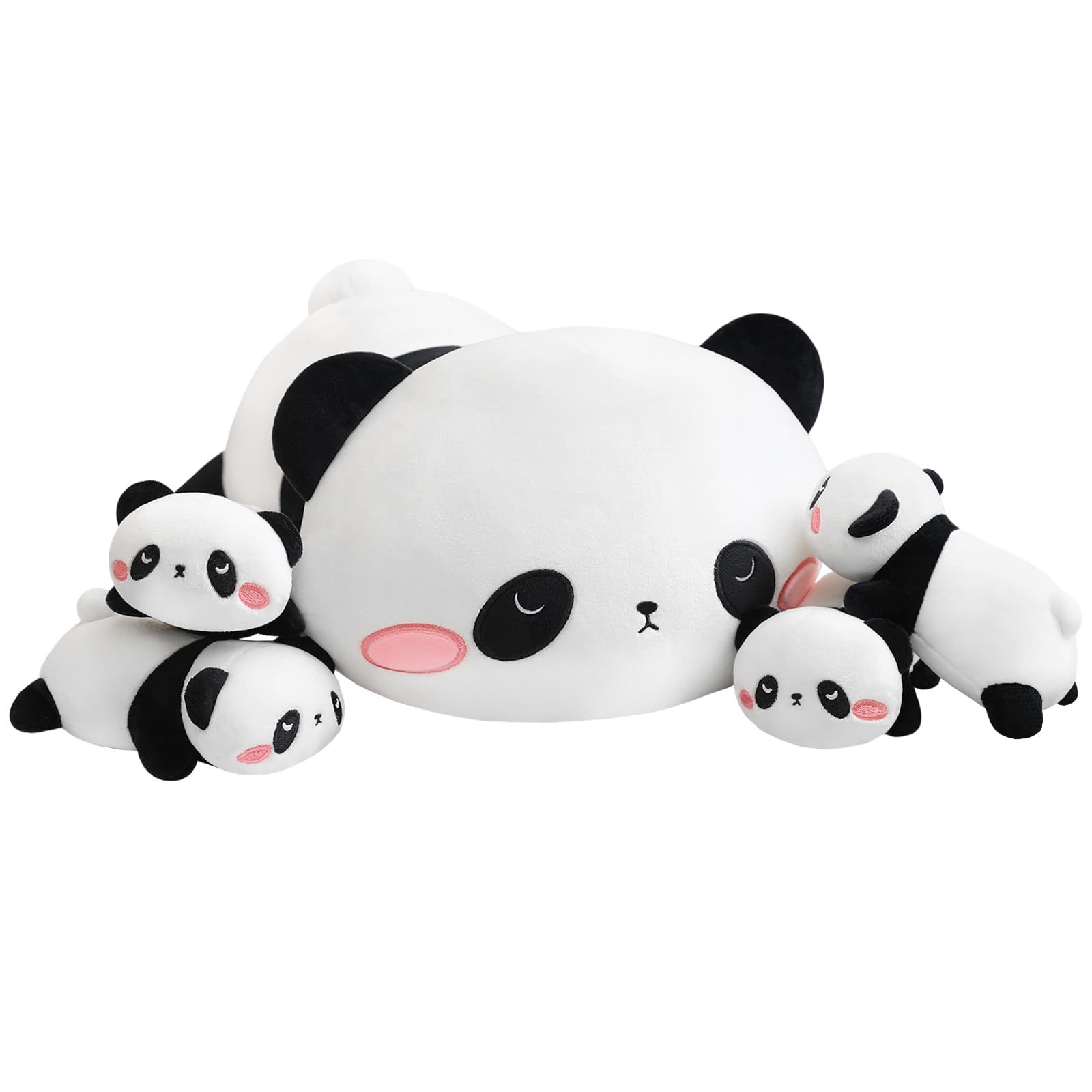 Toysym Panda Stuffed Animal Cute Panda Plush Pillow With 4 Baby Plushies In Her Tummy, Soft Cotton Stuffed Animals Toy Gifts For