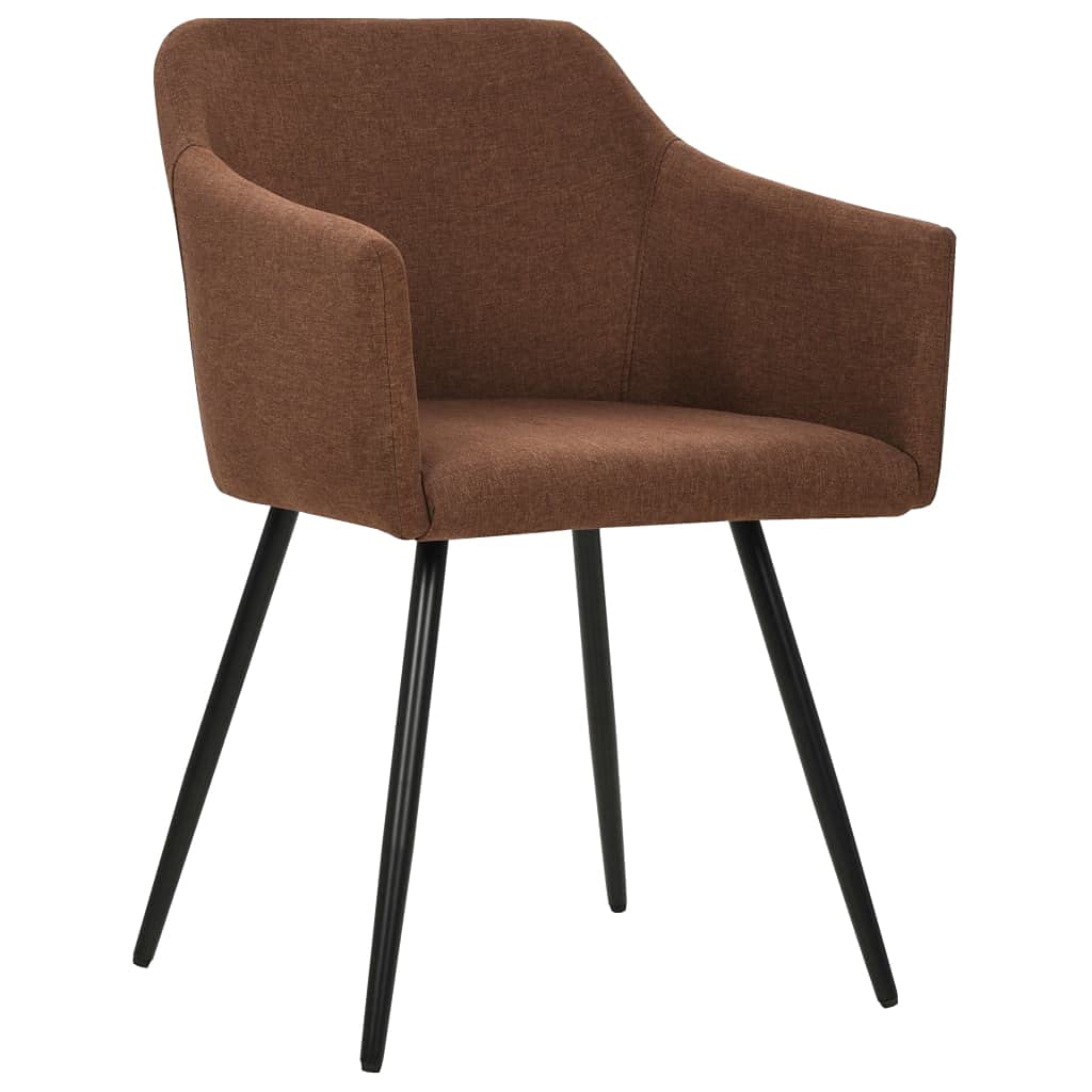 vidaXL Modern Styled Dining Chairs Set of 2 - Brown Fabric with Metal Frame - Ergonomically Curved Comfort - Kitchen/Dining Room Furniture