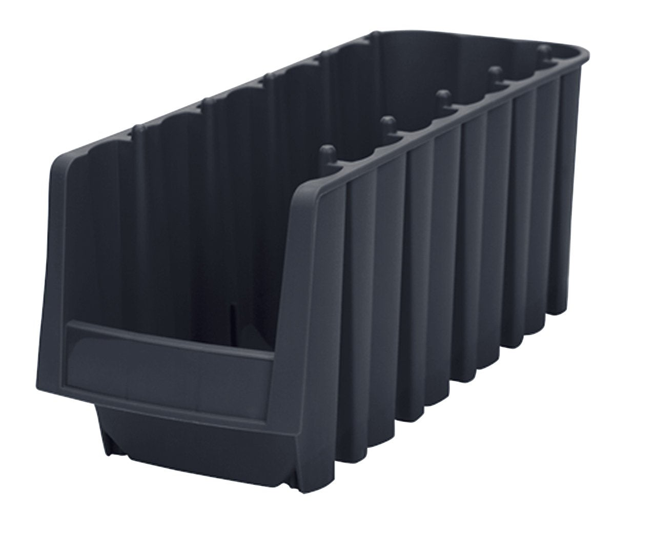Akro-Mils 30778 Economy Stacking Shelf Plastic Storage Bins, (18-Inch X 8-3/8-Inch X 7-Inch), Black (8-Pack) (30778Black)