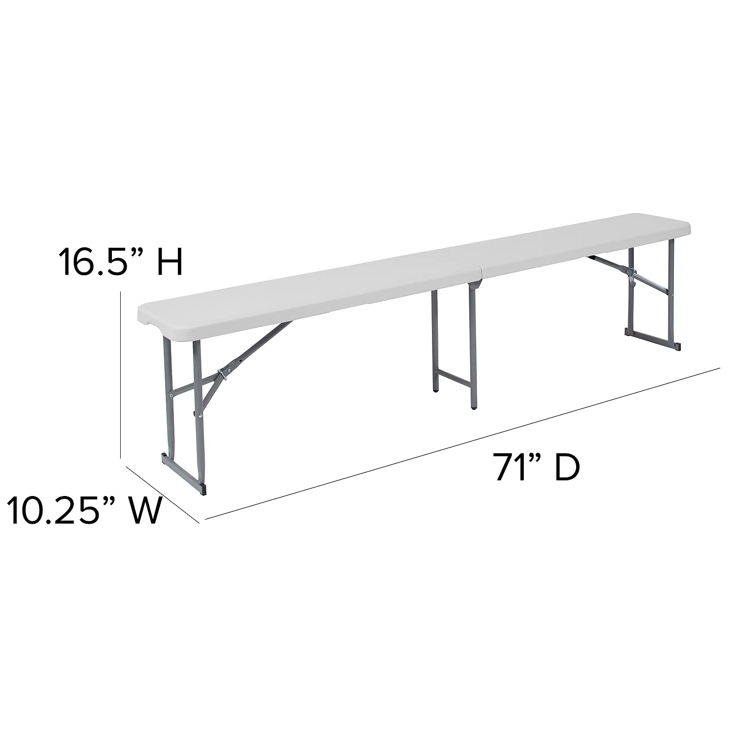 Flash Furniture Talbott 10.25''W x 71''L Bi-Fold Granite White Plastic Bench with Carrying Handle