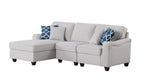 Lilola Home Leo Light Gray Linen 3Pc Sectional Sofa Chaise