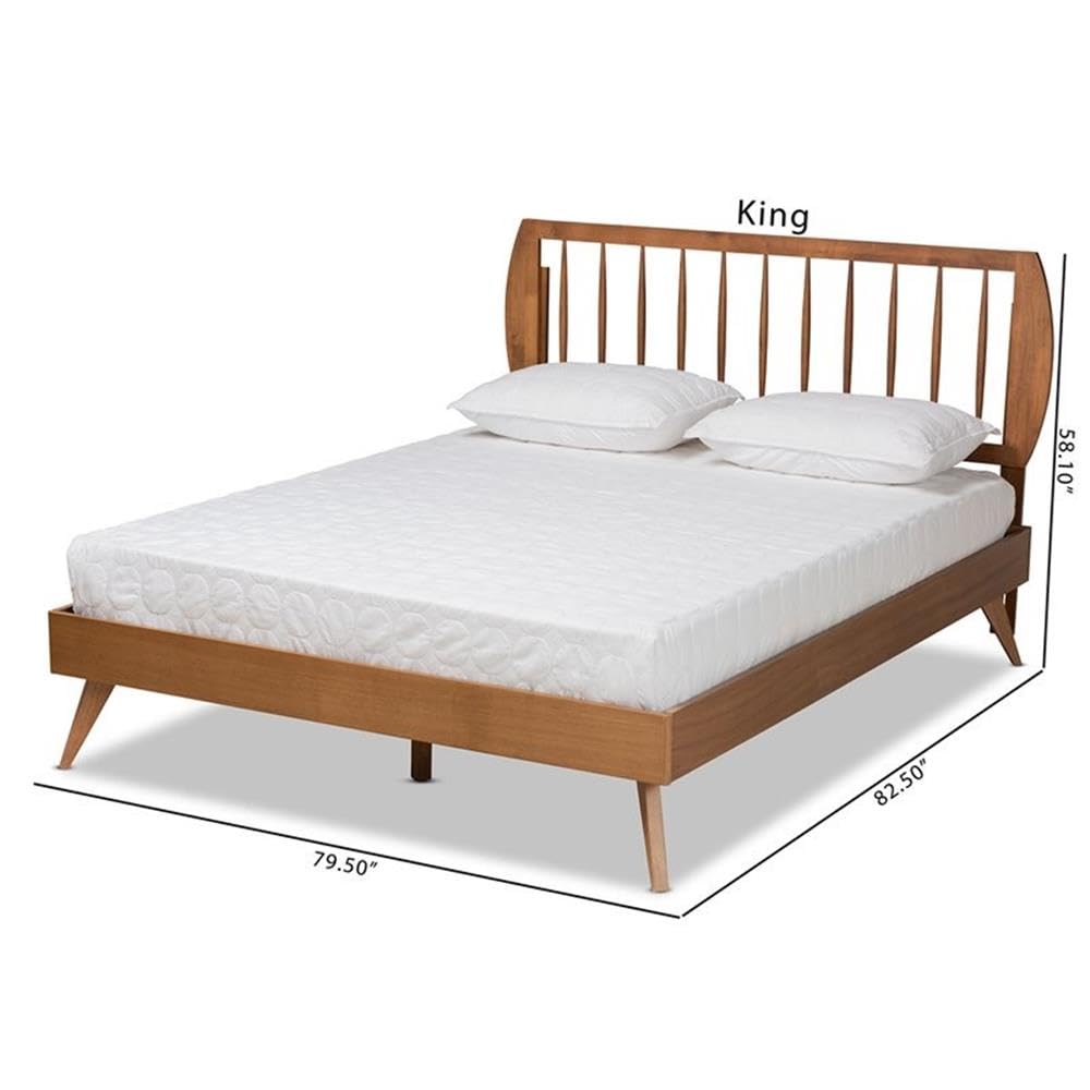 Baxton Studio Emiko Modern and Contemporary Walnut Brown Finished Wood King Size Platform Bed