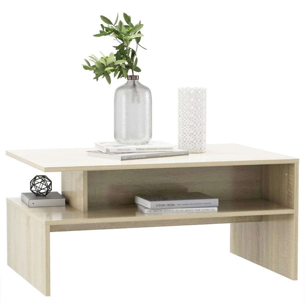 vidaXL Coffee Table Sonoma Oak 35.4"x23.6"x16.7" Engineered Wood