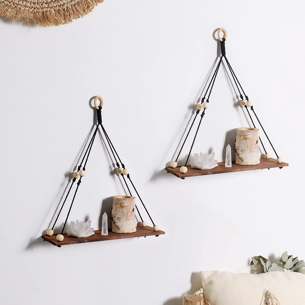 Artilady Boho Wall Hanging Shel, Macrame Storage Black Wall Decor