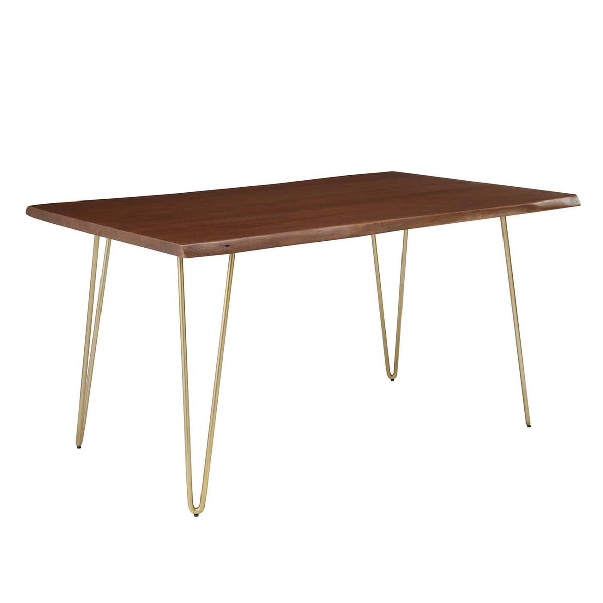 Modway Ardor 60&Quot; Live Edge Acacia Wood Rectangular Dining Table In Gold Walnut