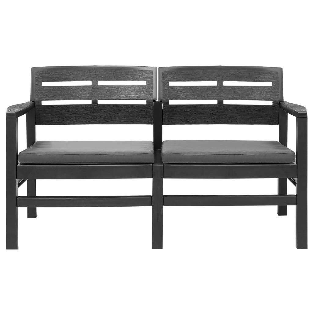 Vidaxl 2-Seater Patio Bench With Cushions 52.4'' Plastic Anthracite