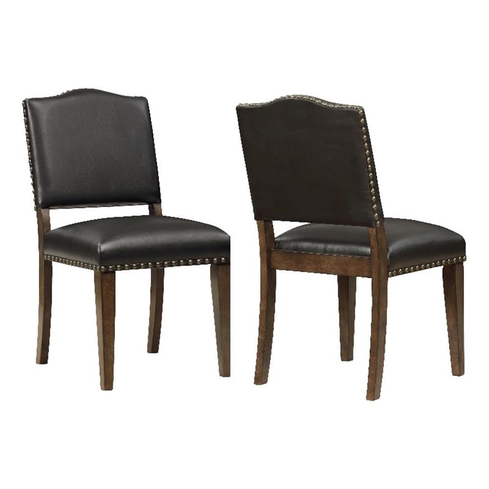 Comfort Pointe Denver Brown Faux Leather Dining Chair with Nail Heads - Set of 2