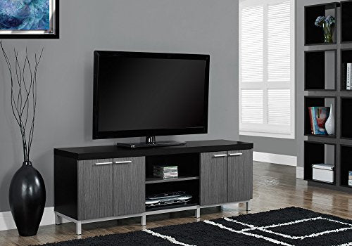 Monarch Specialties Black/Grey Hollow-Core TV Console, 60-Inch
